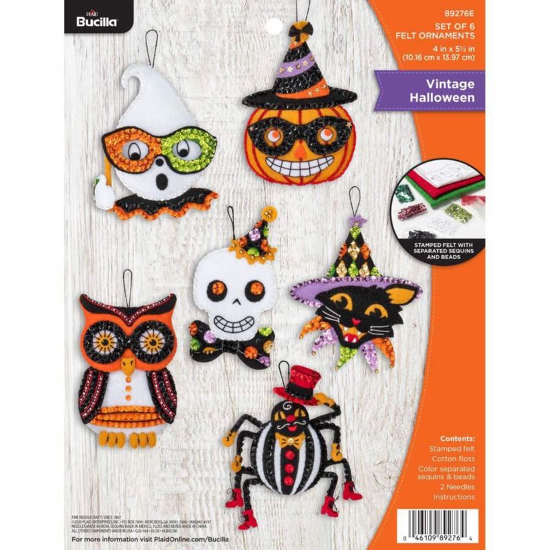 Kit de Apliques de Fieltro Bucilla Vintage Halloween - Juego de 6