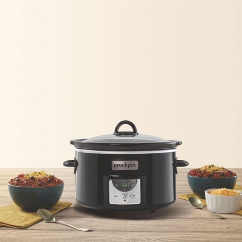 Cocina lenta Crock-Pot 4 L acero inoxidable negro con temporizador