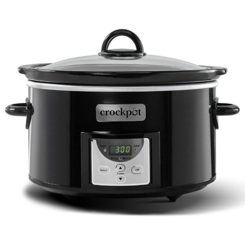 Cocina lenta Crock-Pot 4 L acero inoxidable negro con temporizador