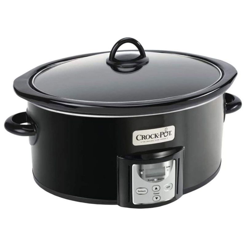 Cocina lenta Crock-Pot 4 L acero inoxidable negro con temporizador