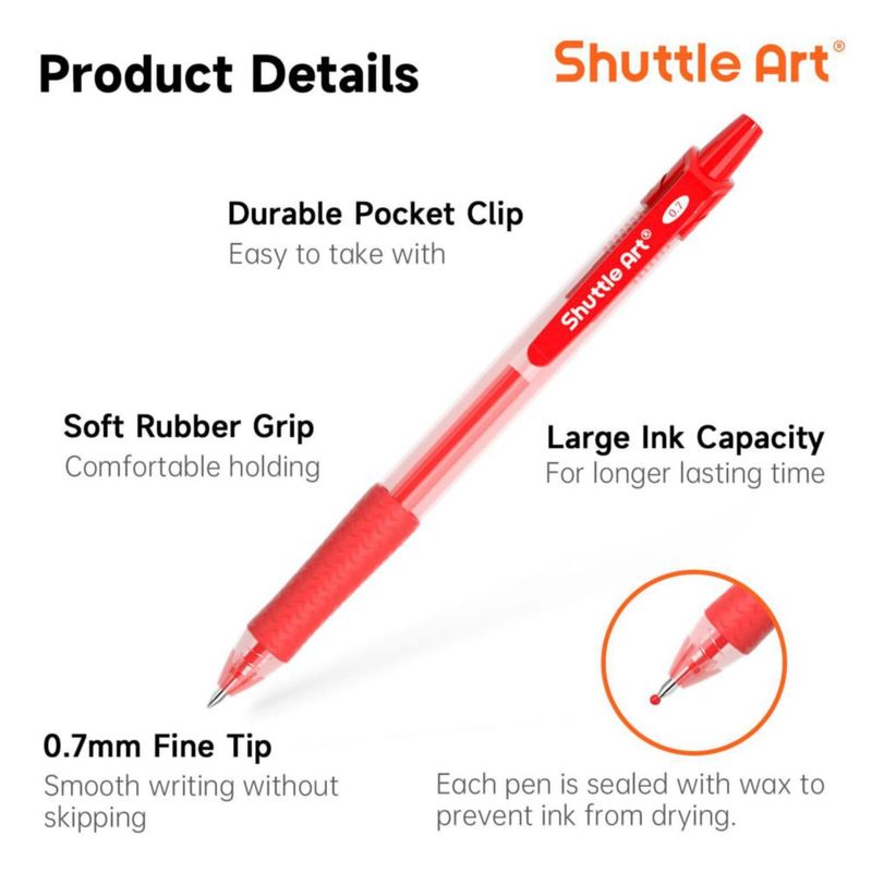 Bolígrafos de gel Shuttle Art pack de 20 punta 07 mm tinta roja