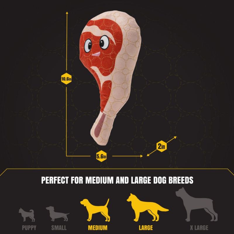Juguete para perro Bite Force Ribby rojo duradero y de peluche con silbato