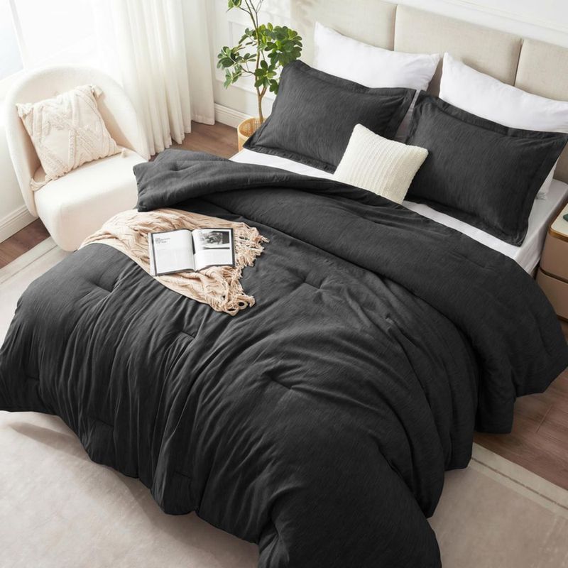 Juego de edredón CozyLux Full de 3 piezas negro jaspeado