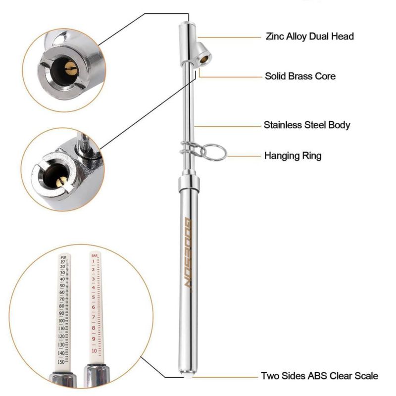 Manómetro de presión de neumáticos GODESON de doble cabeza 10-150 PSI 1-10 Bar paquete de 12