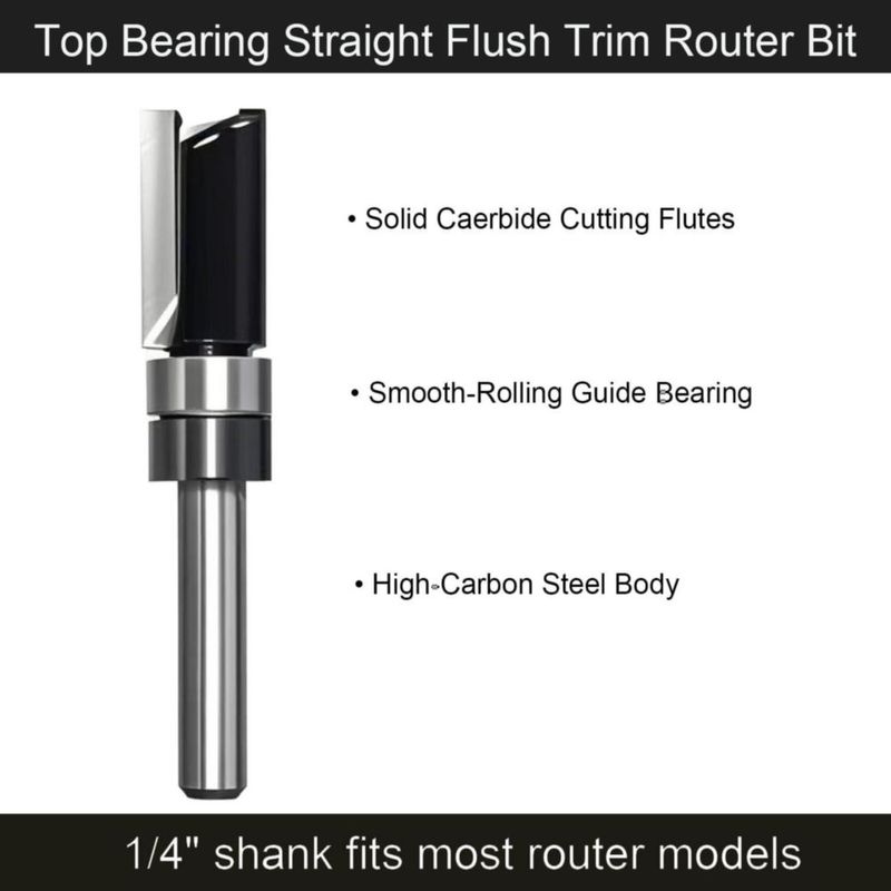 Fresa de Router TRIMTWOL de Corte al Ras con Vástago de 1/4" - Juego de 5 Piezas
