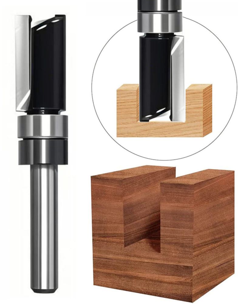 Fresa de Router TRIMTWOL de Corte al Ras con Vástago de 1/4" - Juego de 5 Piezas