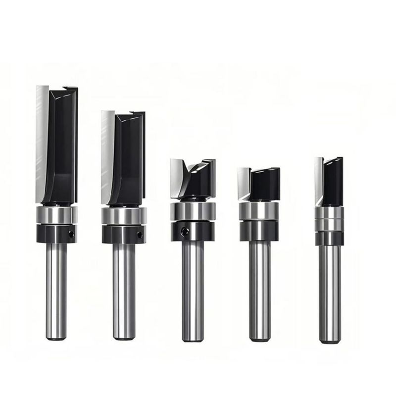 Fresa de Router TRIMTWOL de Corte al Ras con Vástago de 1/4" - Juego de 5 Piezas