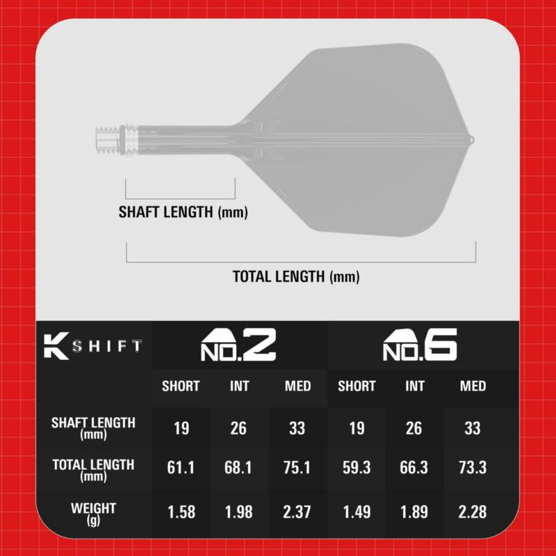Alas y Ejes K-Shift No.6 Transparentes para Dardos Target