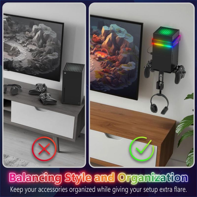Soporte de pared Fosmon para Xbox Series X/S con iluminación RGB
