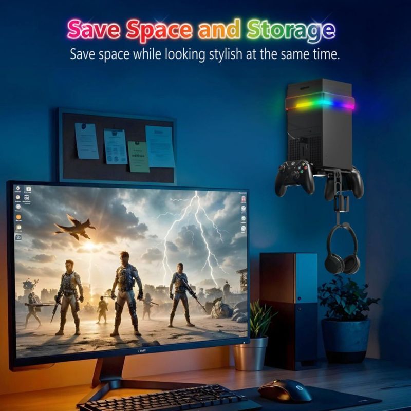Soporte de pared Fosmon para Xbox Series X/S con iluminación RGB