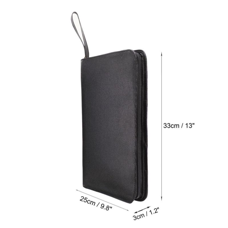Estuche para plumas Topoomart 33 × 25 × 3 cm negro de cuero PU