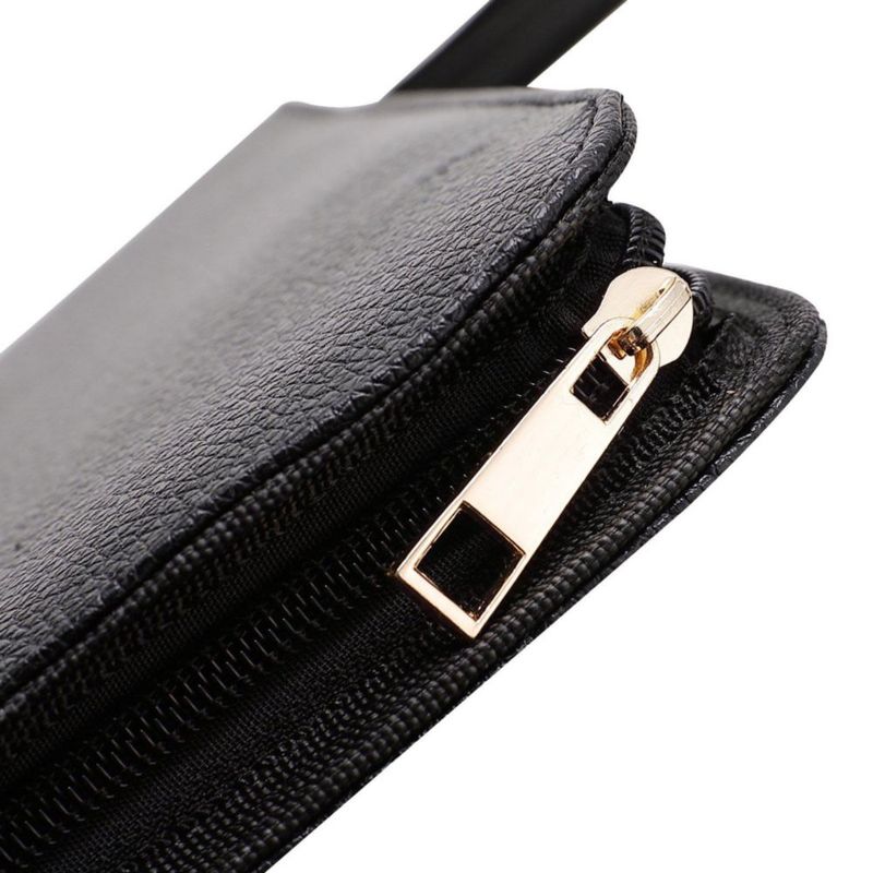 Estuche para plumas Topoomart 33 × 25 × 3 cm negro de cuero PU