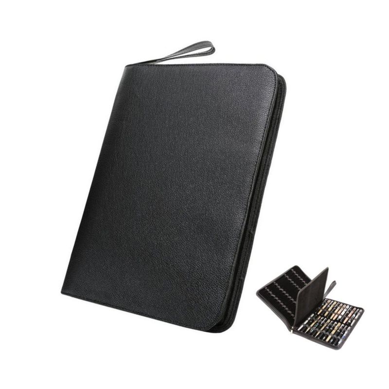 Estuche para plumas Topoomart 33 × 25 × 3 cm negro de cuero PU