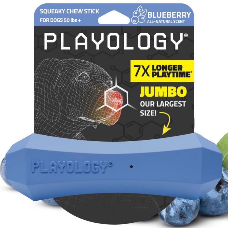 Juguete para perro Playology Palo chirriante jumbo con aroma a arándano