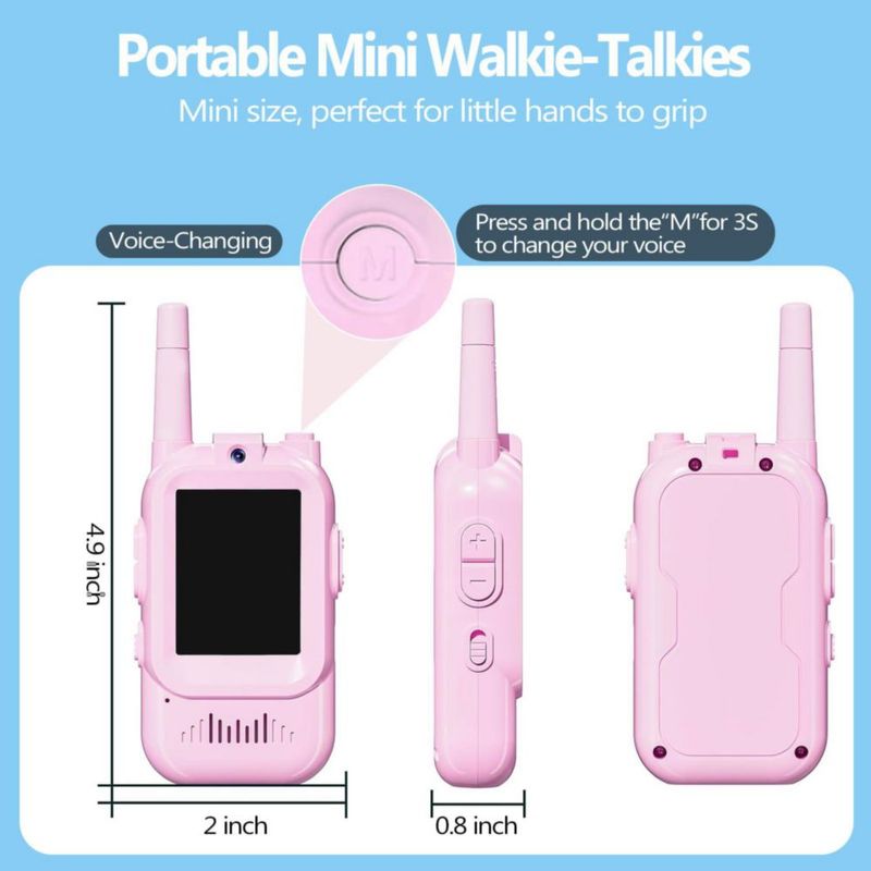Walkie Talkies Syutinn Pack de 2 Recargables con Video Azul y Rosa