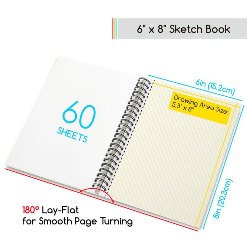 Cuaderno de bocetos MEEDEN 15 × 20 cm 60 hojas 180 g/m² gramaje alto