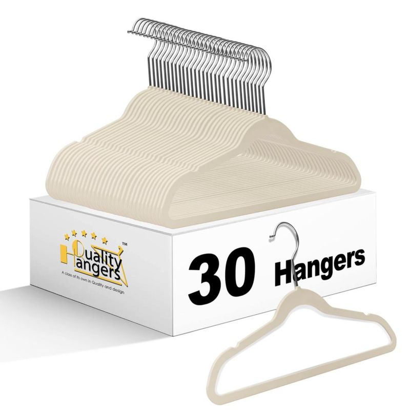 Perchas de ropa Quality Hangers 33 cm color marfil - paquete de 30
