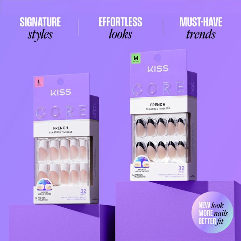 Uñas postizas KISS Core tamaño medio forma almendra rojo optimista 32 unidades