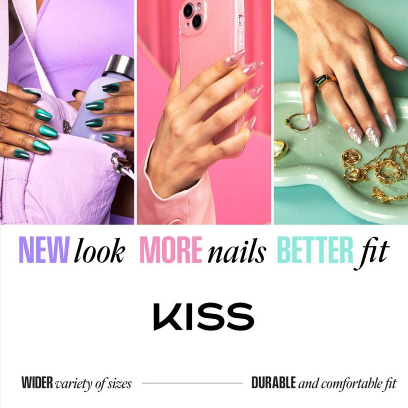 Uñas postizas KISS Core tamaño medio forma almendra rojo optimista 32 unidades