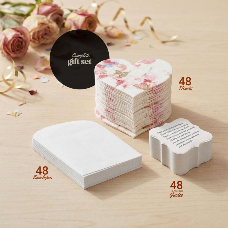 Set Favor Seed Bloom 48 Corazones Rosa con Semillas de Flor Silvestre