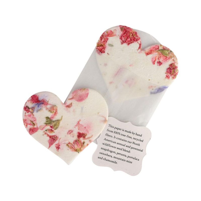 Set Favor Seed Bloom 48 Corazones Rosa con Semillas de Flor Silvestre