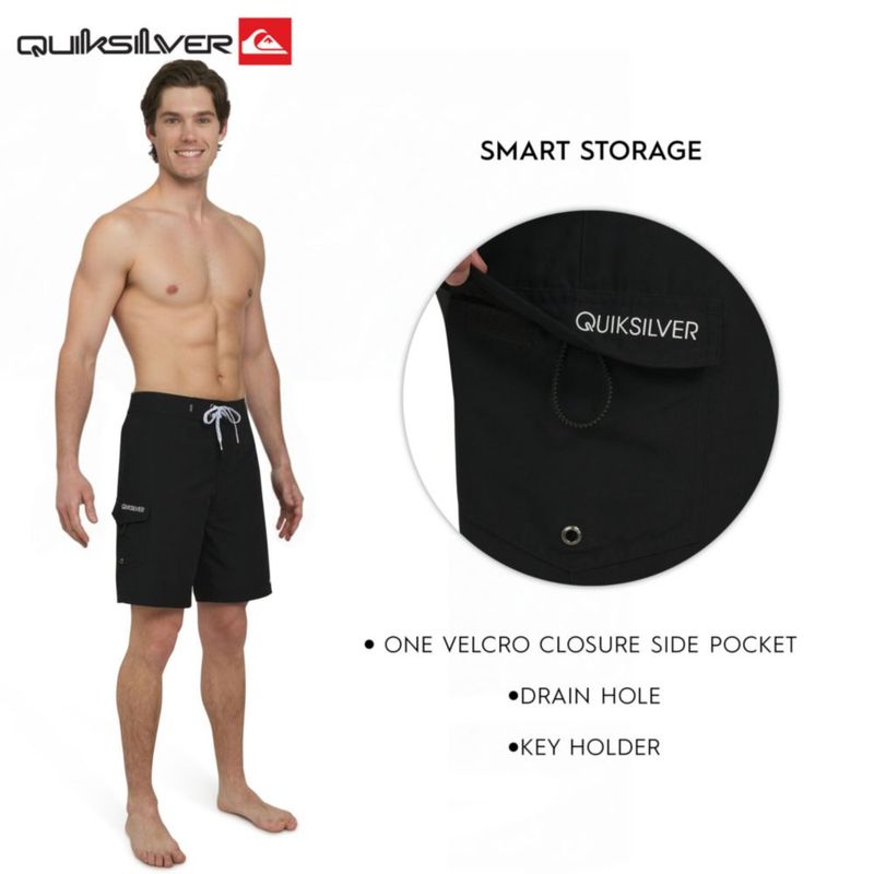 Bermudas de surf Quiksilver negras 53 cm UPF 50