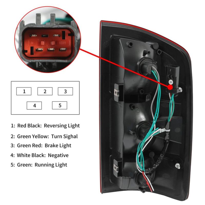 Luz trasera ECOTRIC Ram 1500/2500 2002-2006 Rojo/Transparente