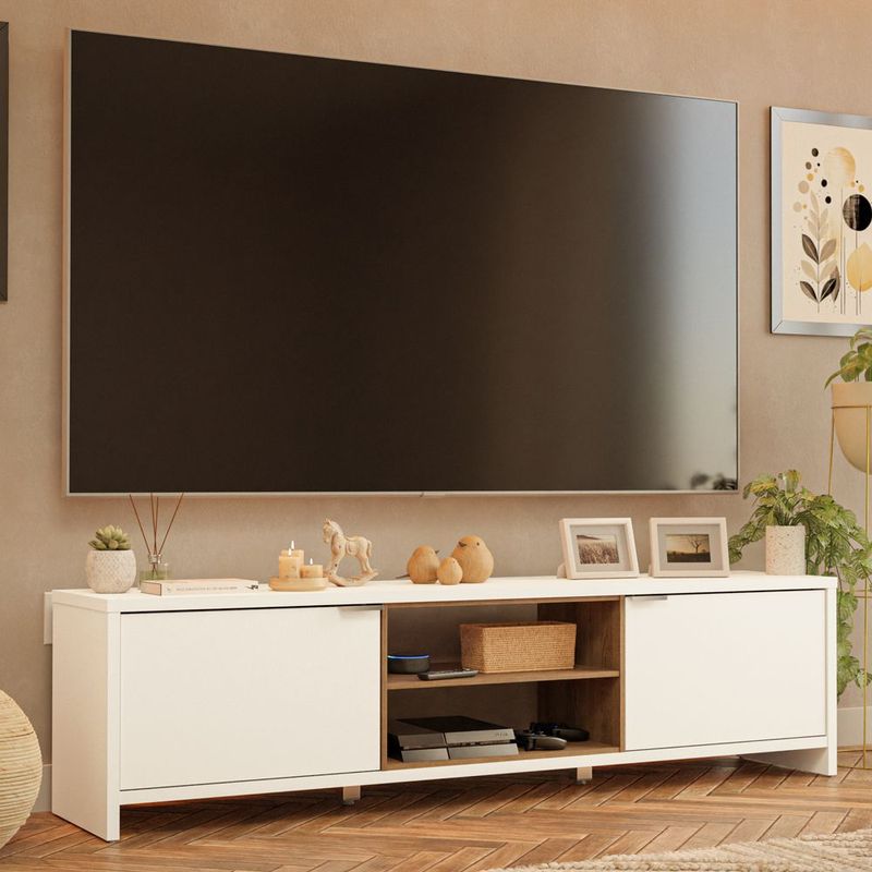 Mueble mesa para tv rack madesa linz hasta 80' blanco/marrón