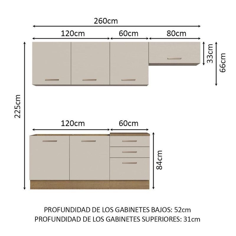 Cocina integral completa modular madesa agata 260cm mc 04