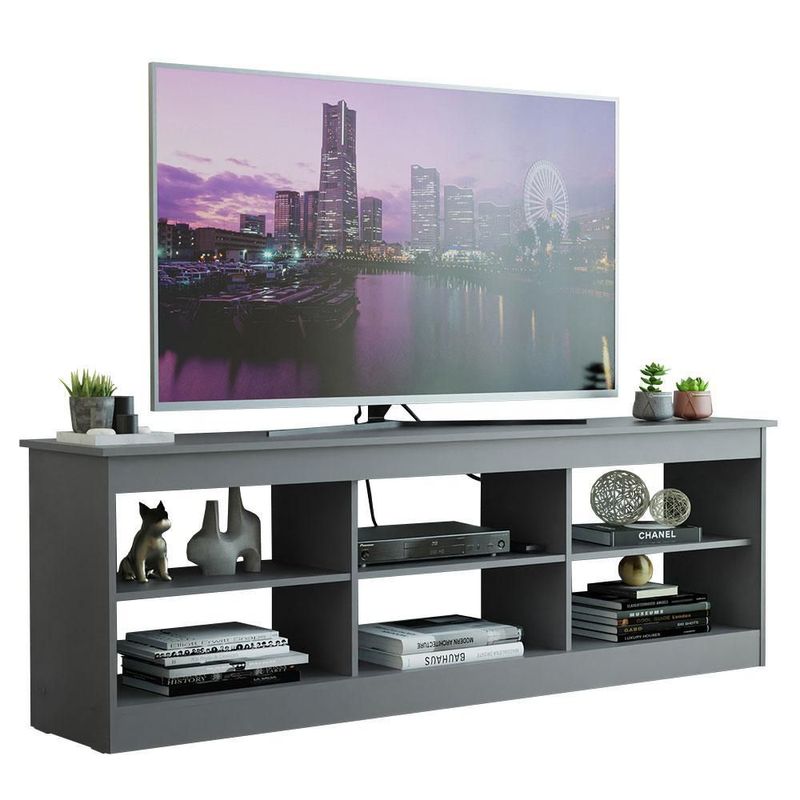 Mueble mesa para tv rack madesa 6 espacios hasta 80 gris