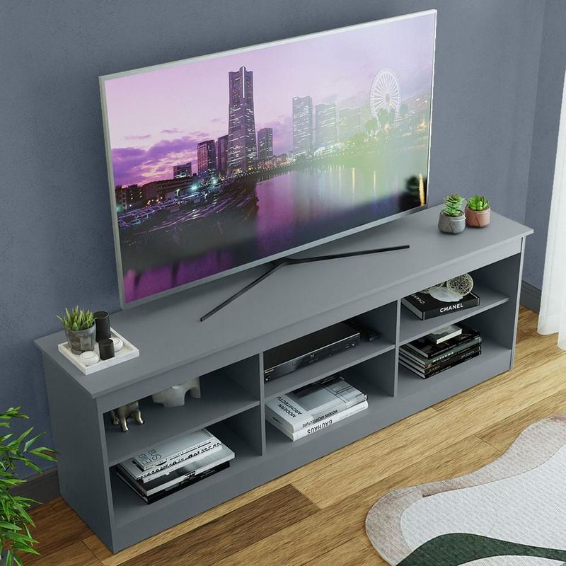 Mueble mesa para tv rack madesa 6 espacios hasta 80 gris