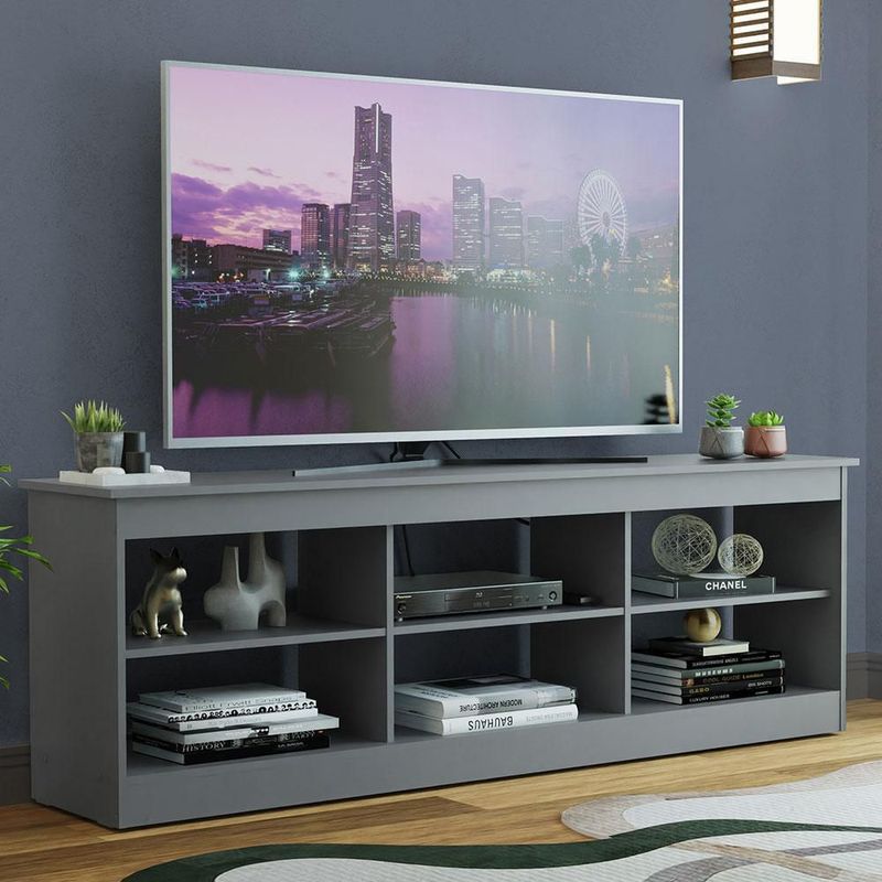 Mueble mesa para tv rack madesa 6 espacios hasta 80 gris