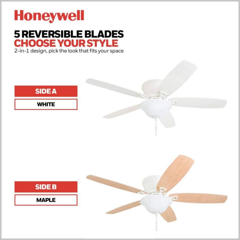 Ventilador de techo Honeywell 132 cm blanco con luz LED tipo cuenco