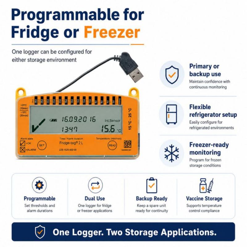Termómetro Fridge-Tag 2L con calibración NIST y registrador de datos