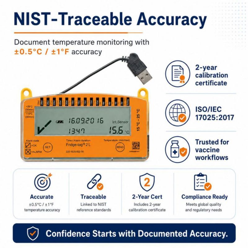Termómetro Fridge-Tag 2L con calibración NIST y registrador de datos