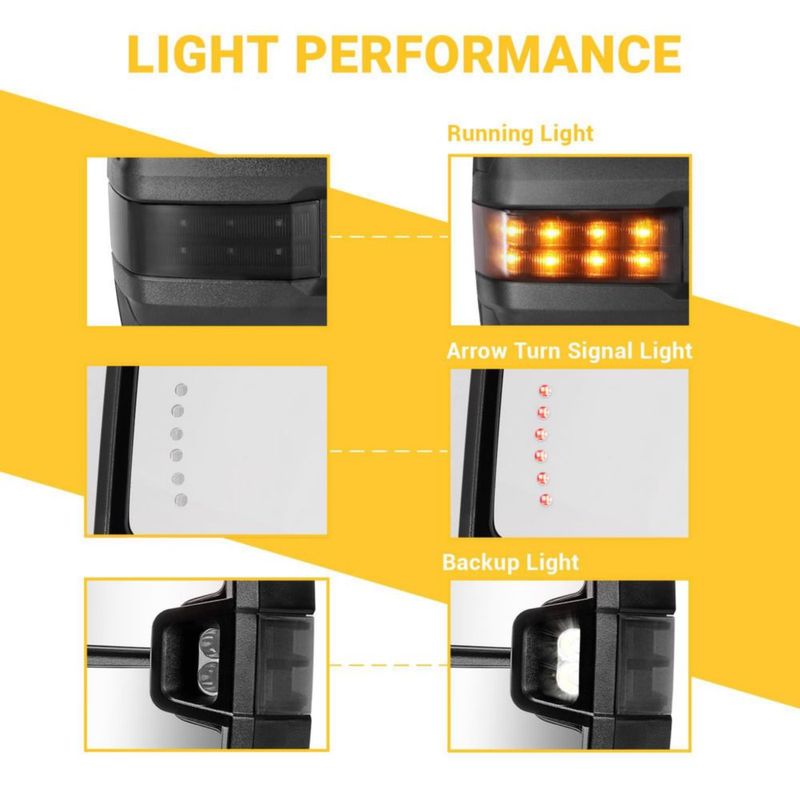 Espejos de remolque Sanooer para Ram 1500/2500/3500 con calefacción y control eléctrico