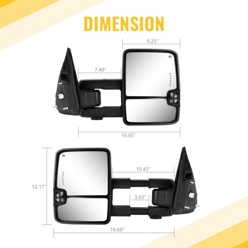 Espejos de remolque Sanooer para Ram 1500/2500/3500 con calefacción y control eléctrico