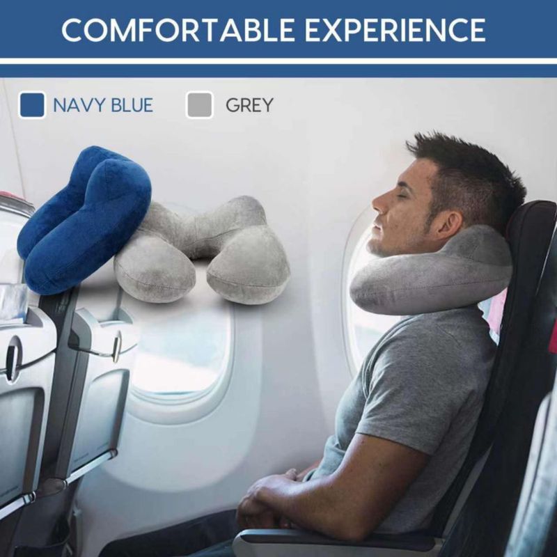 Almohada de Viaje Inflable HITSZS de Terciopelo Lavable