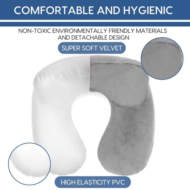 Almohada de Viaje Inflable HITSZS de Terciopelo Lavable