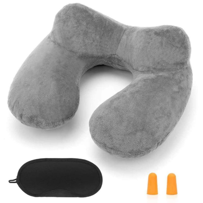 Almohada de Viaje Inflable HITSZS de Terciopelo Lavable