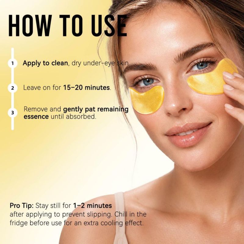 Parche para contorno de ojos AILEORY 24 pares hidratante con oro 24K y péptidos