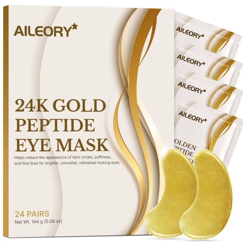 Parche para contorno de ojos AILEORY 24 pares hidratante con oro 24K y péptidos