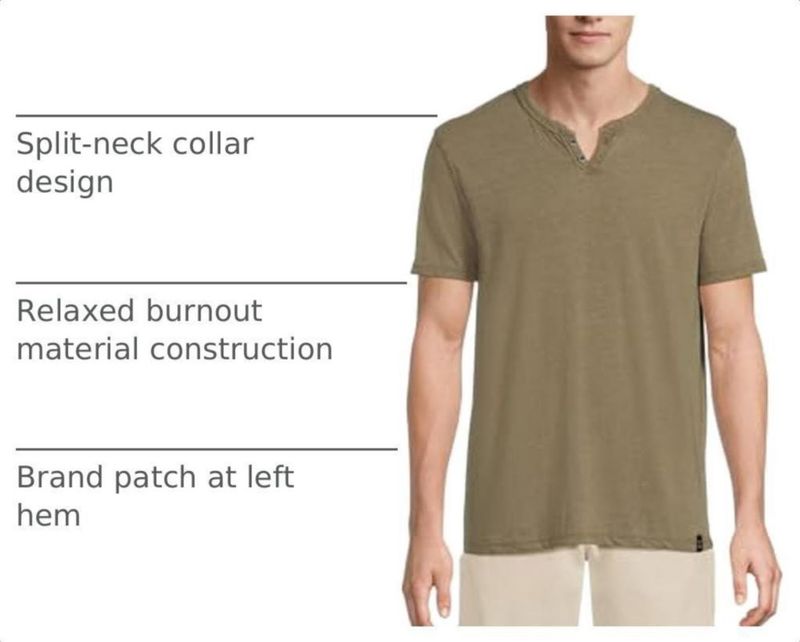 CAMISA Lucky Brand XL Verde Oliva Oscuro con Tejido Burnout y Cuello Notch