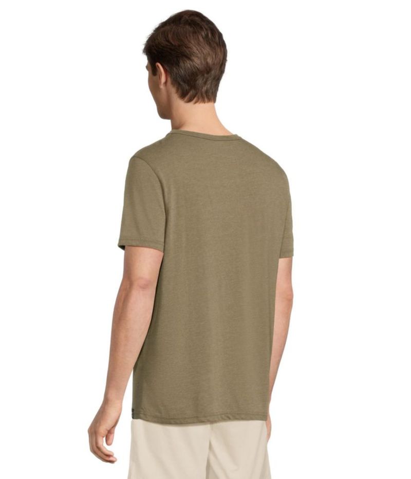 CAMISA Lucky Brand XL Verde Oliva Oscuro con Tejido Burnout y Cuello Notch