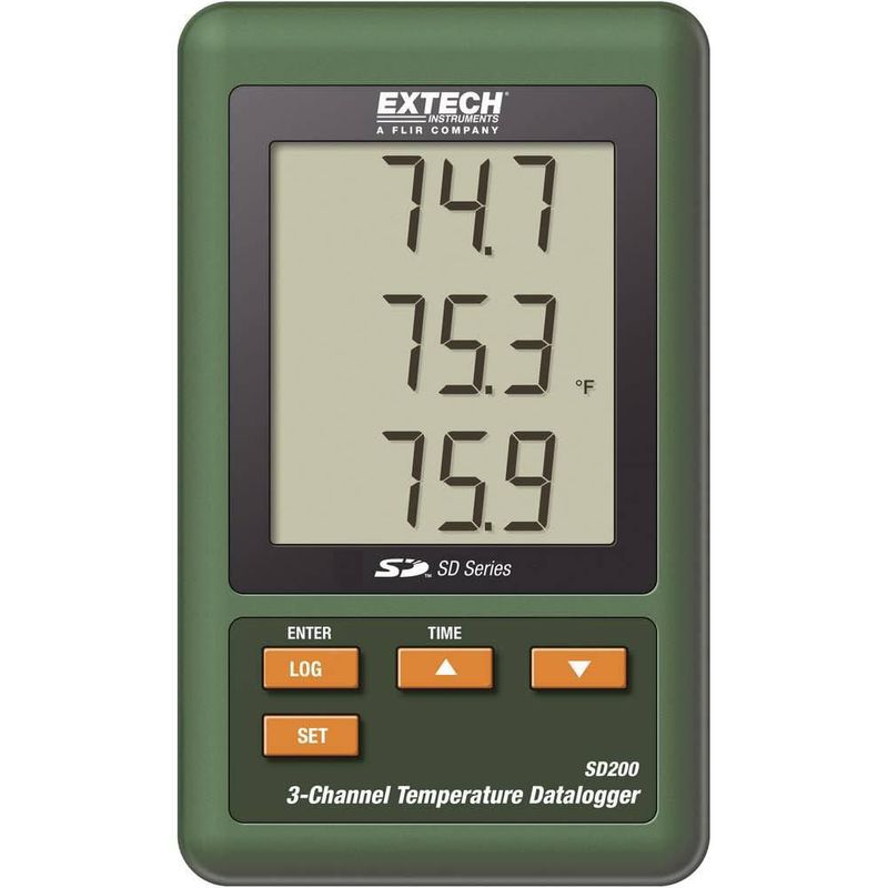 Registrador de datos de temperatura Extech SD200 de 3 canales con tarjeta SD