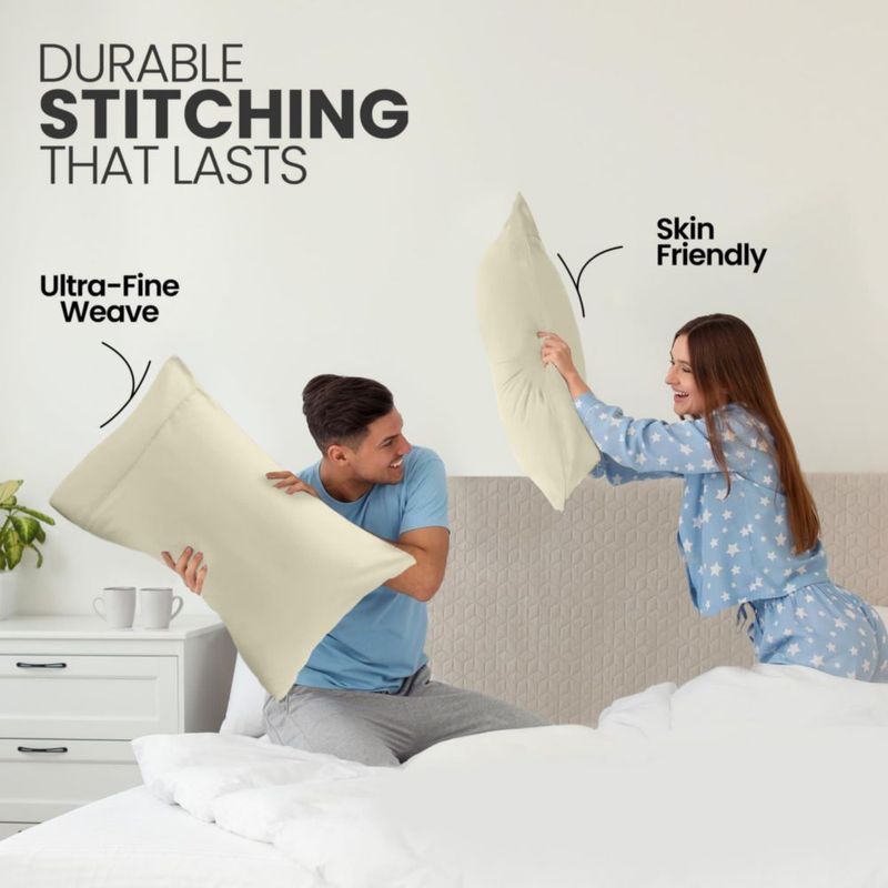 Juego de fundas de almohada Utopia Bedding King 2 piezas color marfil