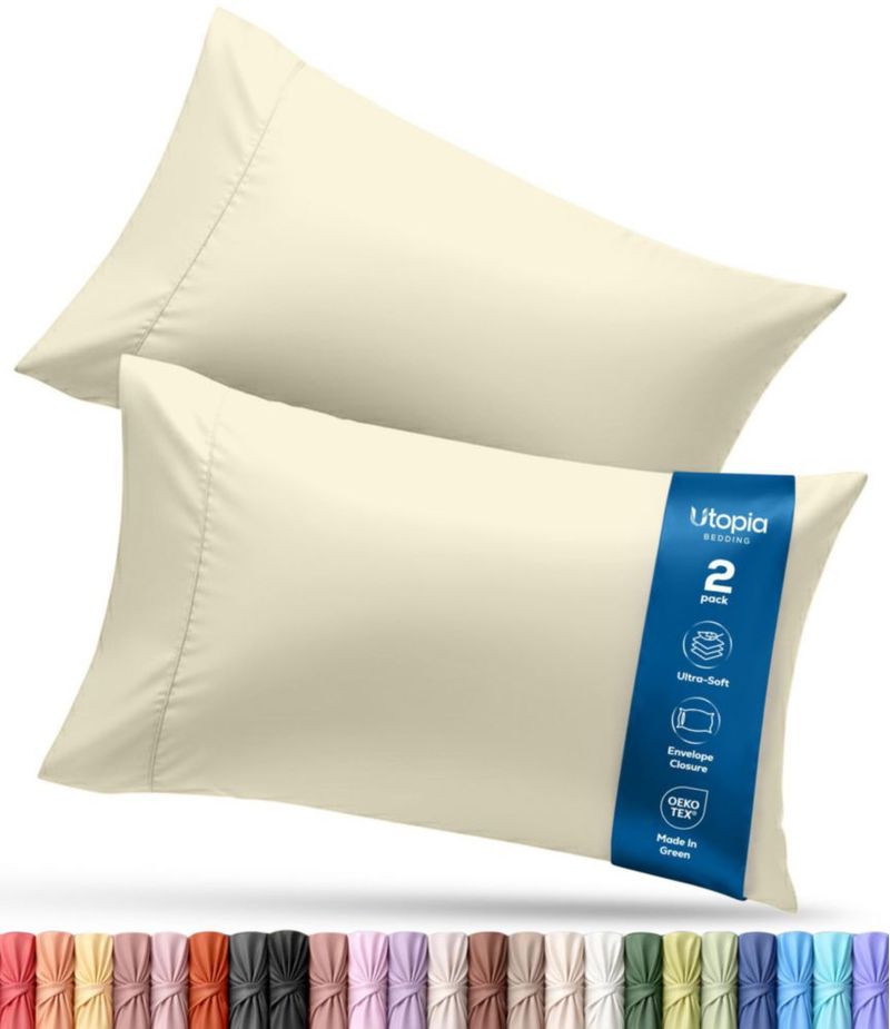 Juego de fundas de almohada Utopia Bedding King 2 piezas color marfil