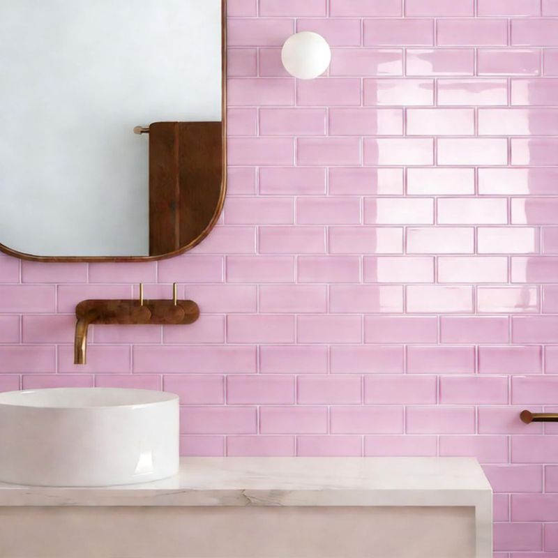 Azulejos estilo metro Art3d de vidrio marino rosa – paquete de 10 unidades