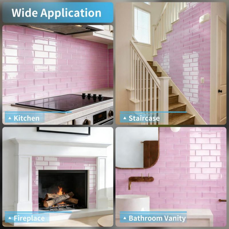 Azulejos estilo metro Art3d de vidrio marino rosa – paquete de 10 unidades