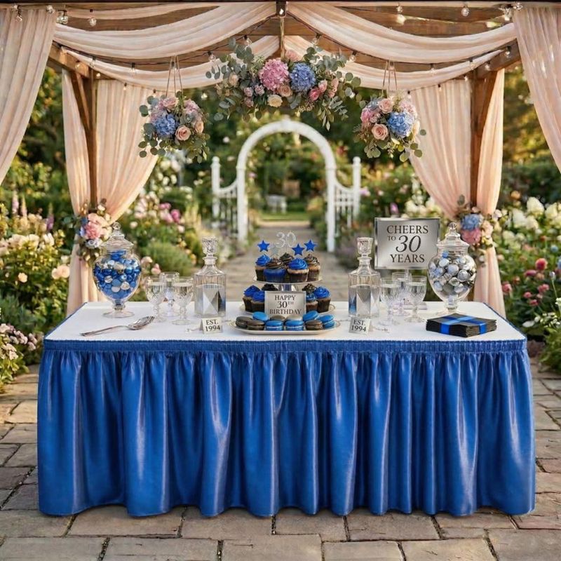 Falda de mesa DecorRack 73 cm x 426 m azul real - paquete de 2